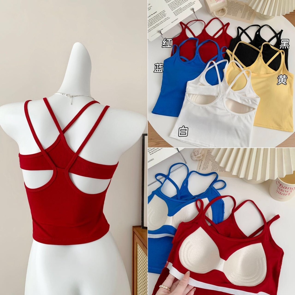 Enticement sexy tops with chest pad integrated vest
