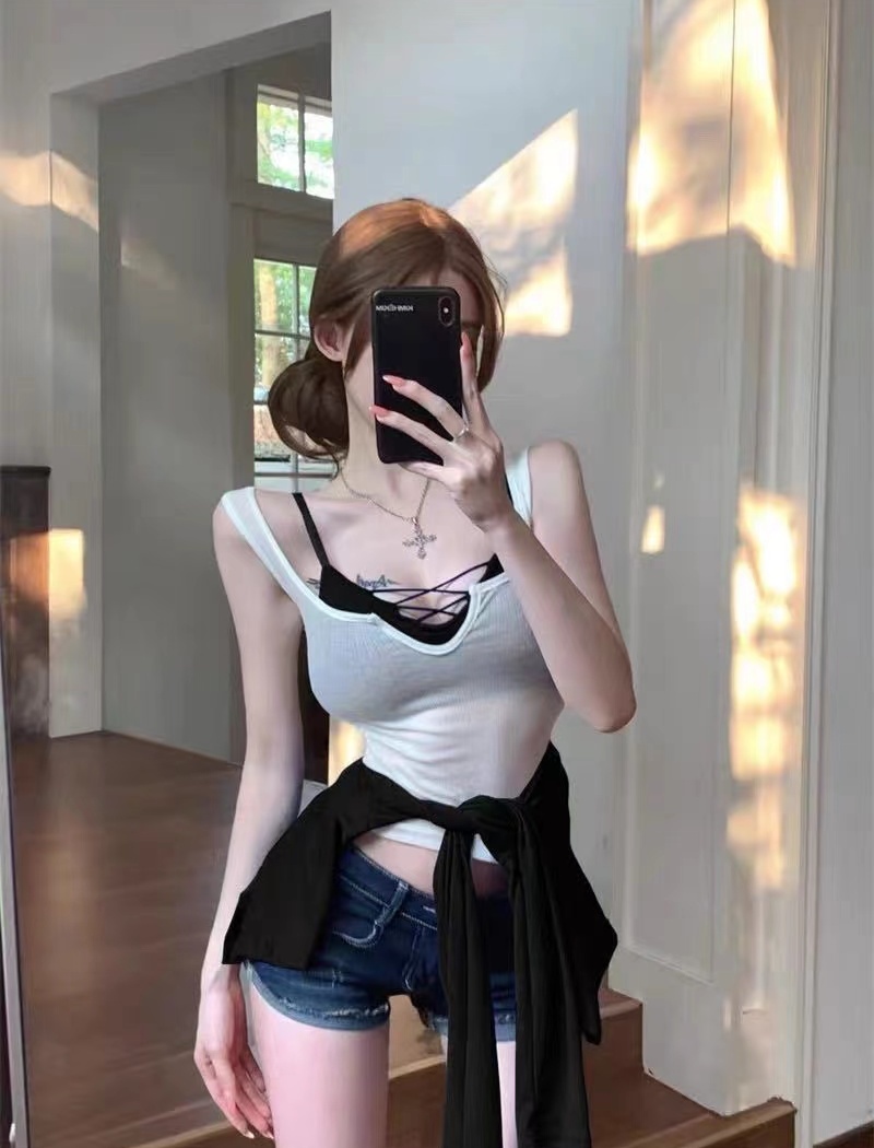 Sexy summer all-match enticement spicegirl tops 2pcs set
