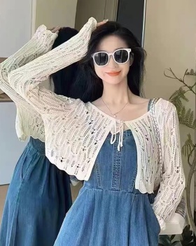 Summer knitted shawl frenum V-neck cardigan for women