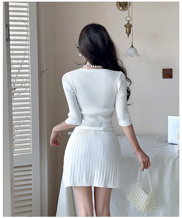 Slim summer knitted T-back V-neck spicegirl dress for women