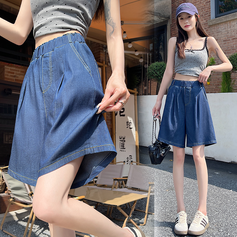 Ice silk summer short jeans slim A-line shorts for women