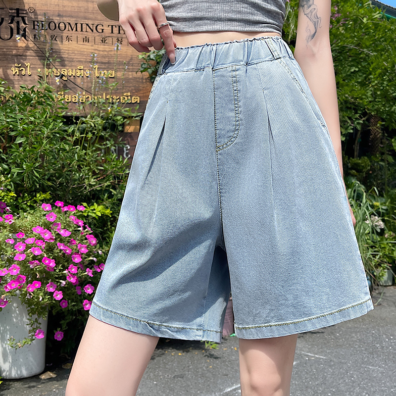 Ice silk summer short jeans slim A-line shorts for women