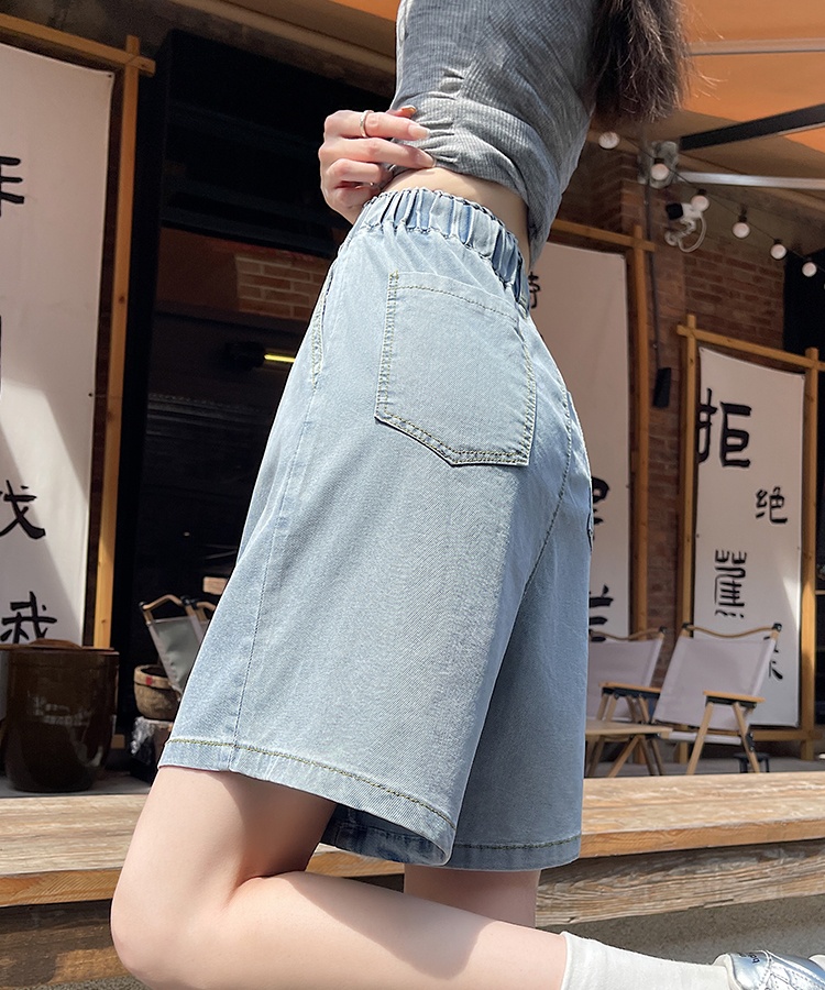 Ice silk summer short jeans slim A-line shorts for women