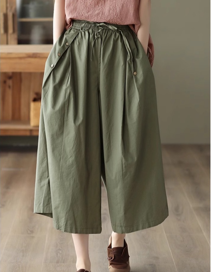 Slim retro culottes art cropped pants for women