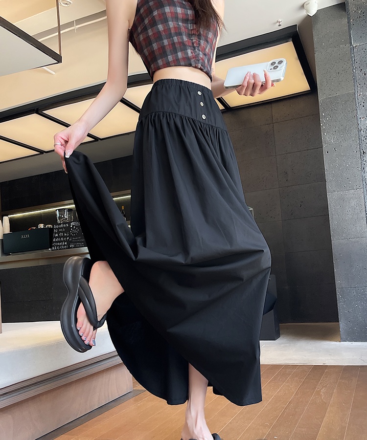Korean style high waist long skirt retro skirt for women