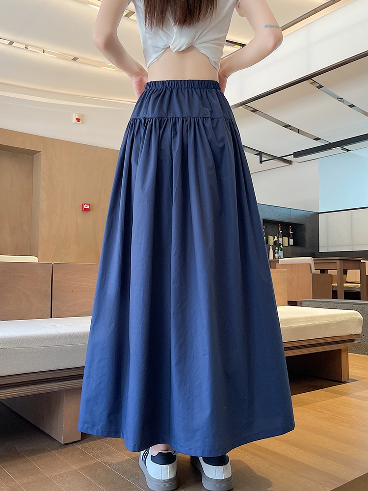 Korean style high waist long skirt retro skirt for women