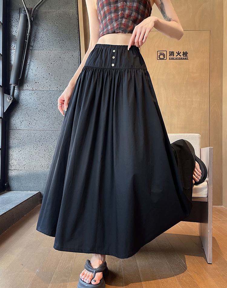 Korean style high waist long skirt retro skirt for women
