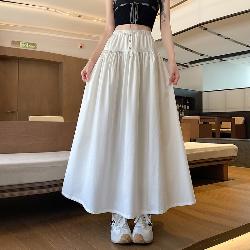 Korean style high waist long skirt retro skirt for women