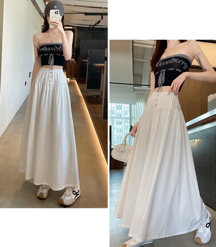 Korean style high waist long skirt retro skirt for women