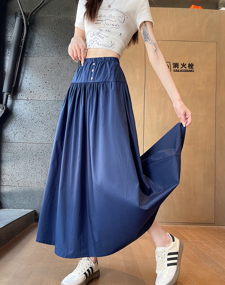 Korean style high waist long skirt retro skirt for women