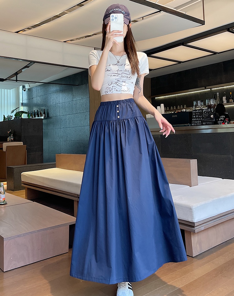 Korean style high waist long skirt retro skirt for women