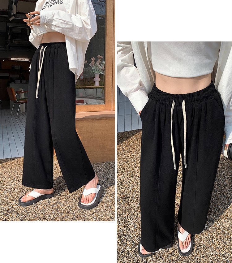 Elastic waist pure simple Japanese style casual pants