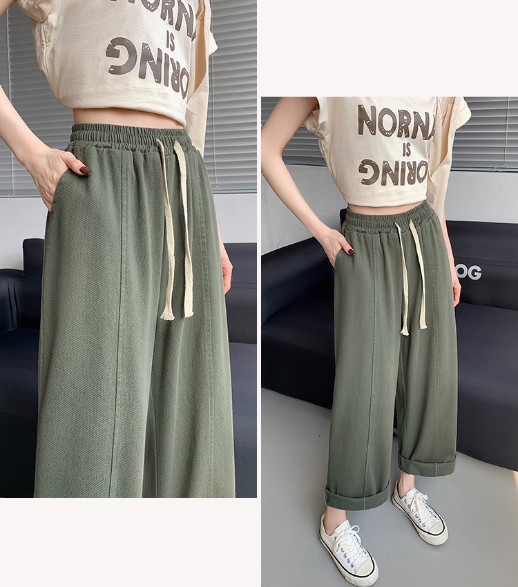 Elastic waist pure simple Japanese style casual pants