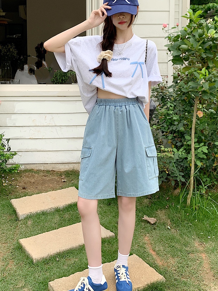 Japanese style short jeans straight shorts for women