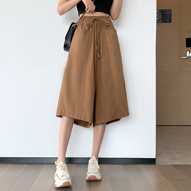 Loose wide leg pants thin cropped pants for women