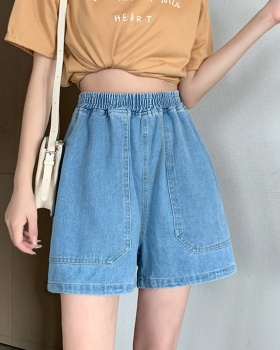 High waist thin wide leg pants summer short jeans for women