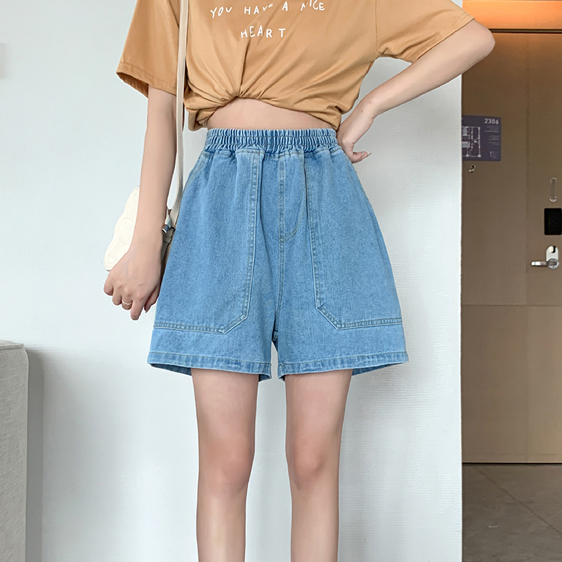 High waist thin wide leg pants summer short jeans for women