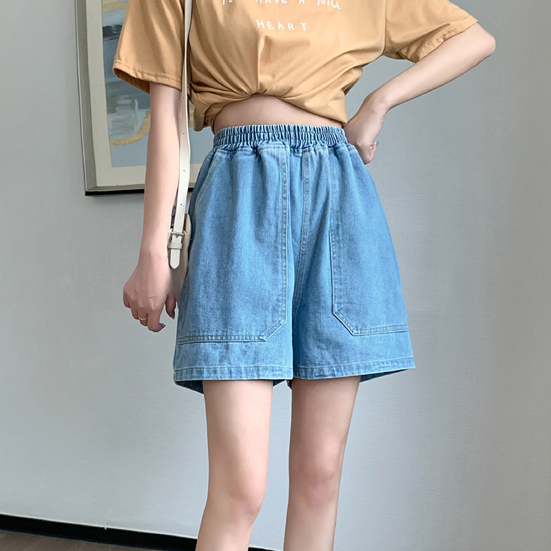 High waist thin wide leg pants summer short jeans for women