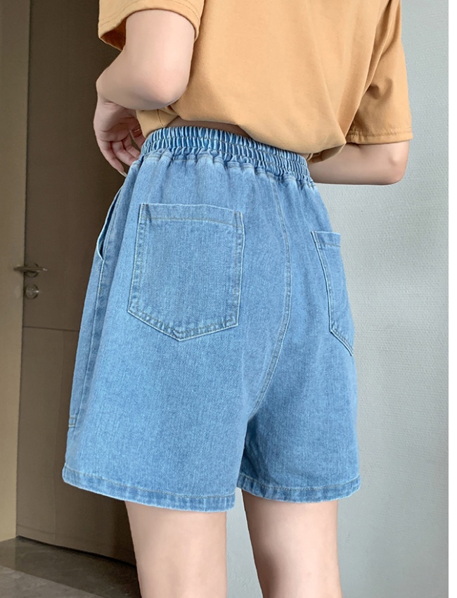 High waist thin wide leg pants summer short jeans for women