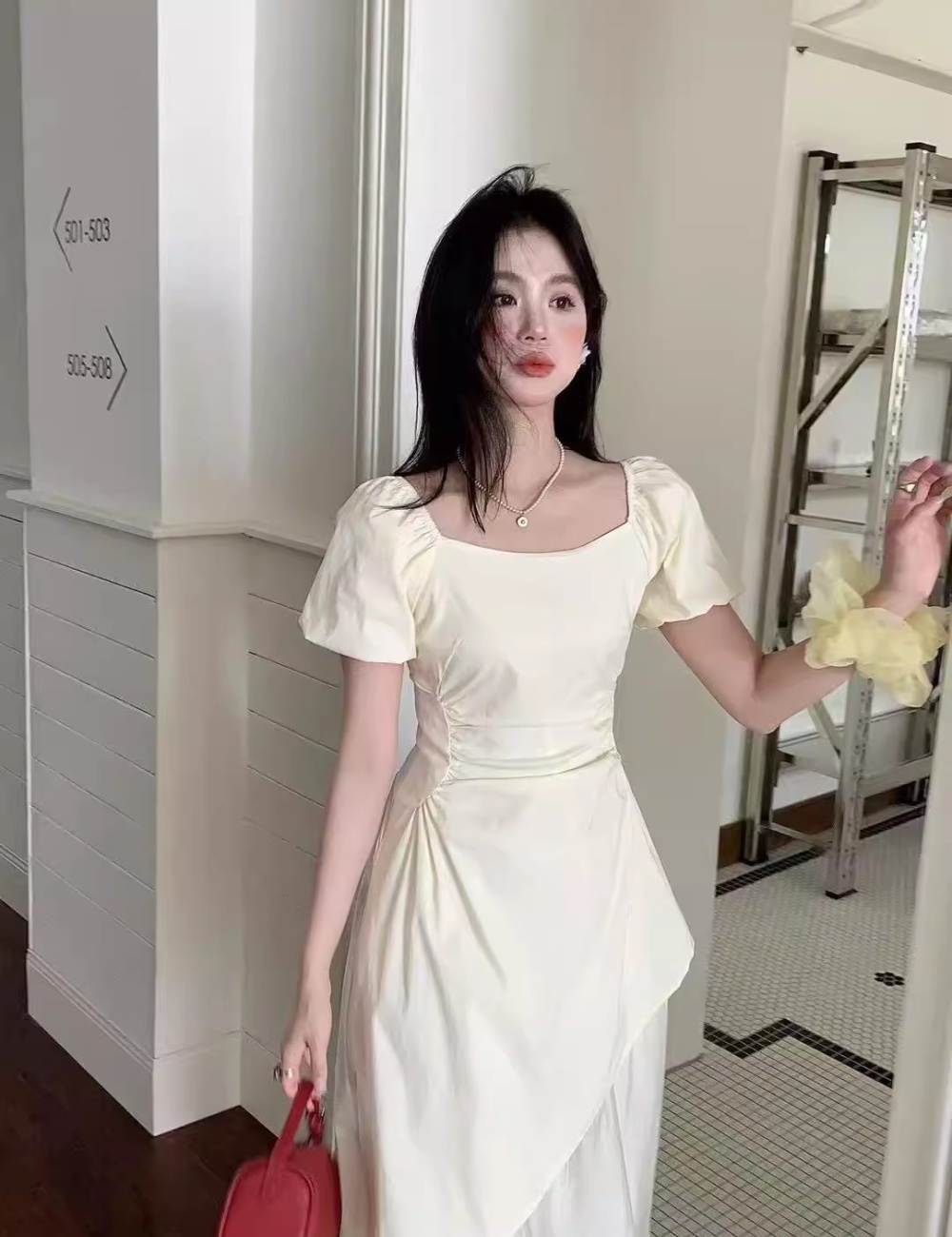 Fold long dress temperament dress for women