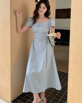 Short sleeve dress refinement long dress for women