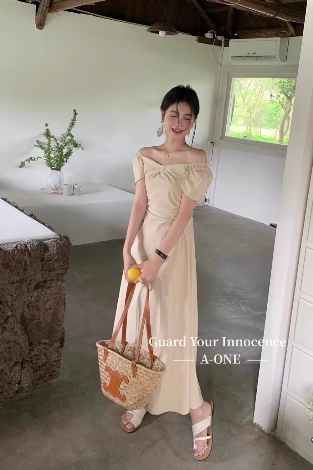 Short sleeve dress refinement long dress for women