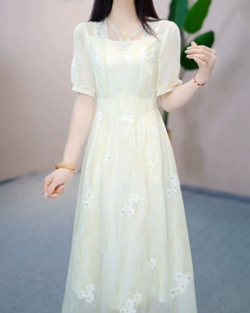 Summer floral light luxury chiffon dress for women
