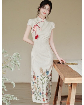 Chinese style floral dress maiden cheongsam