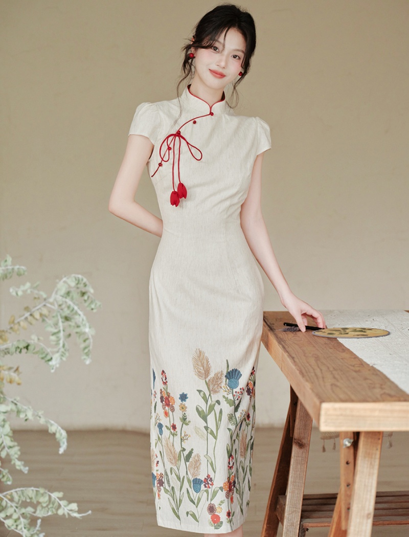 Chinese style floral dress maiden cheongsam