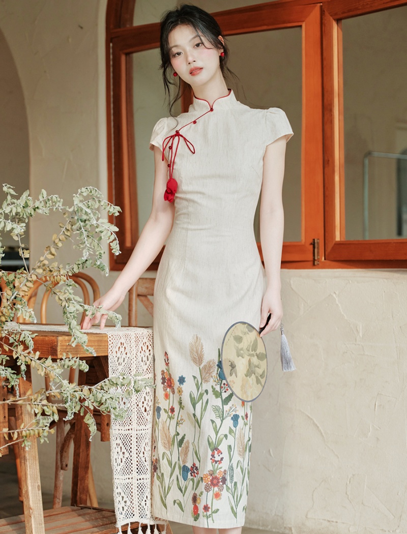 Chinese style floral dress maiden cheongsam