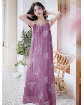 Vacation embroidery dress Bohemian style long dress