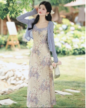 Sling dress lace coat a set