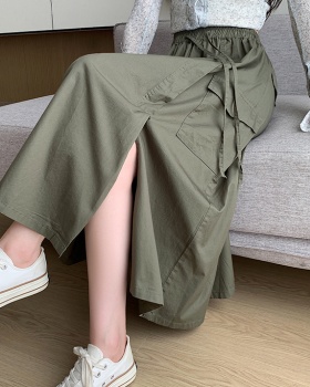 Drawstring college style work clothing retro skirt