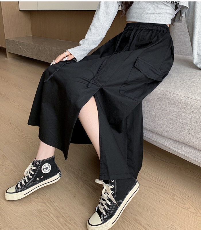 Drawstring college style work clothing retro skirt