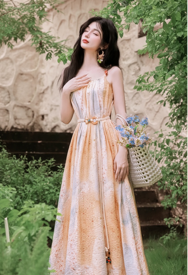 Retro vacation dress France style cardigan
