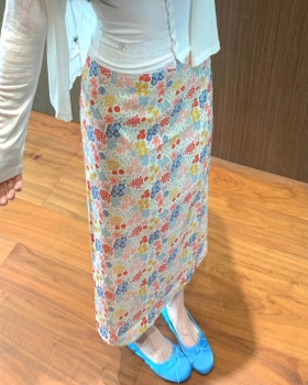Long slim summer floral skirt