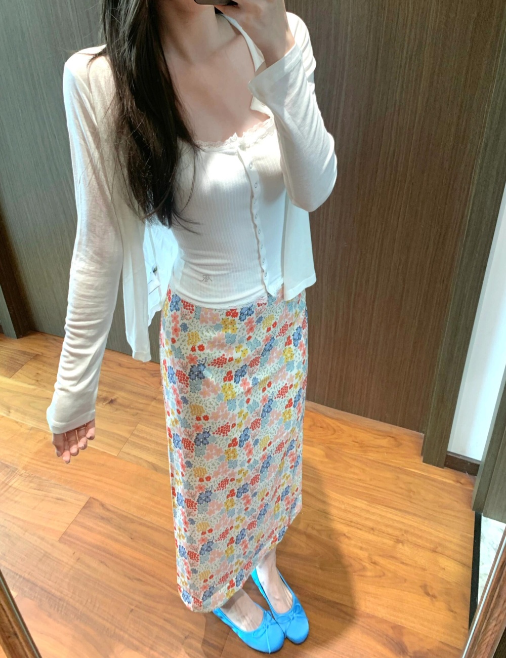 Long slim summer floral skirt