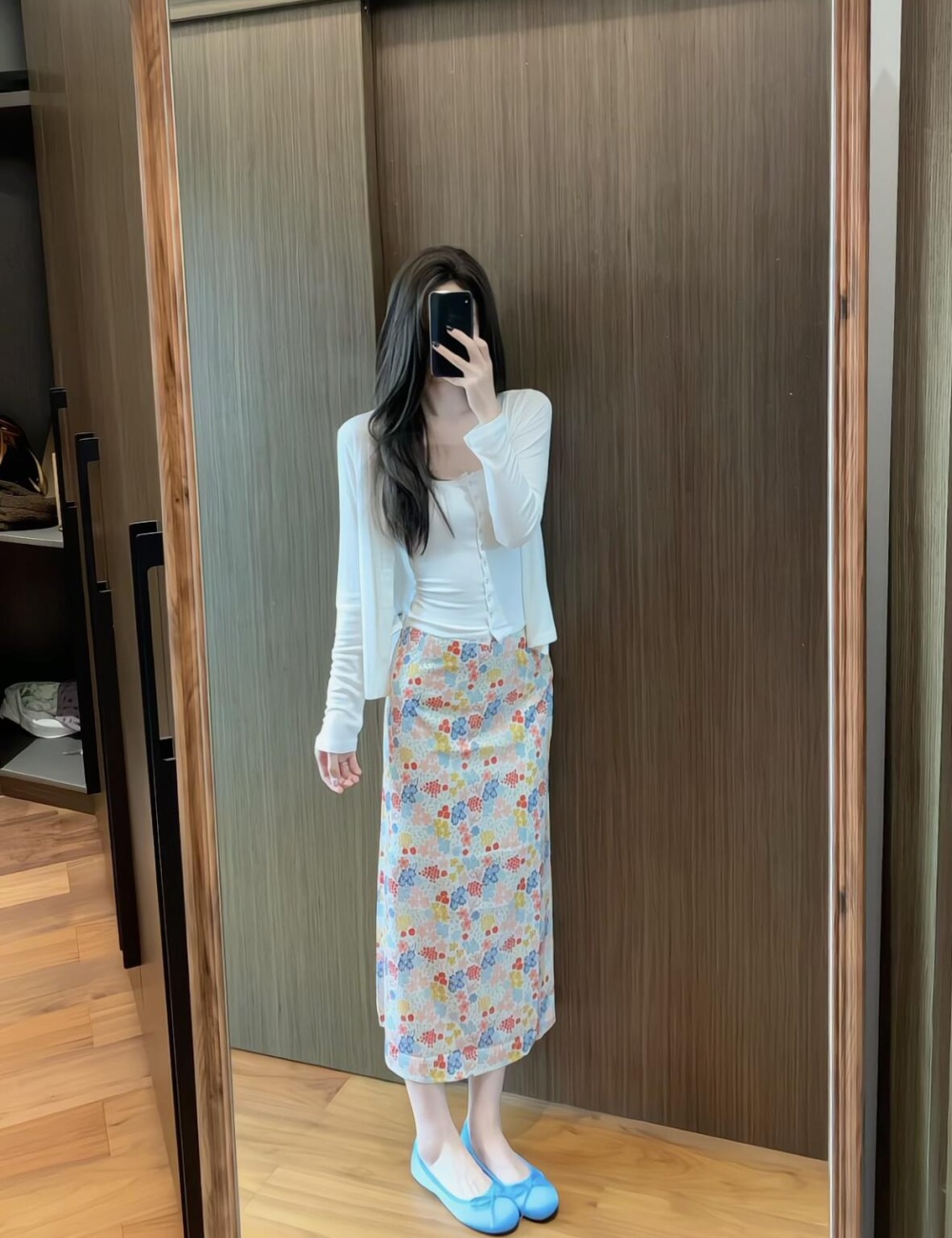 Long slim summer floral skirt