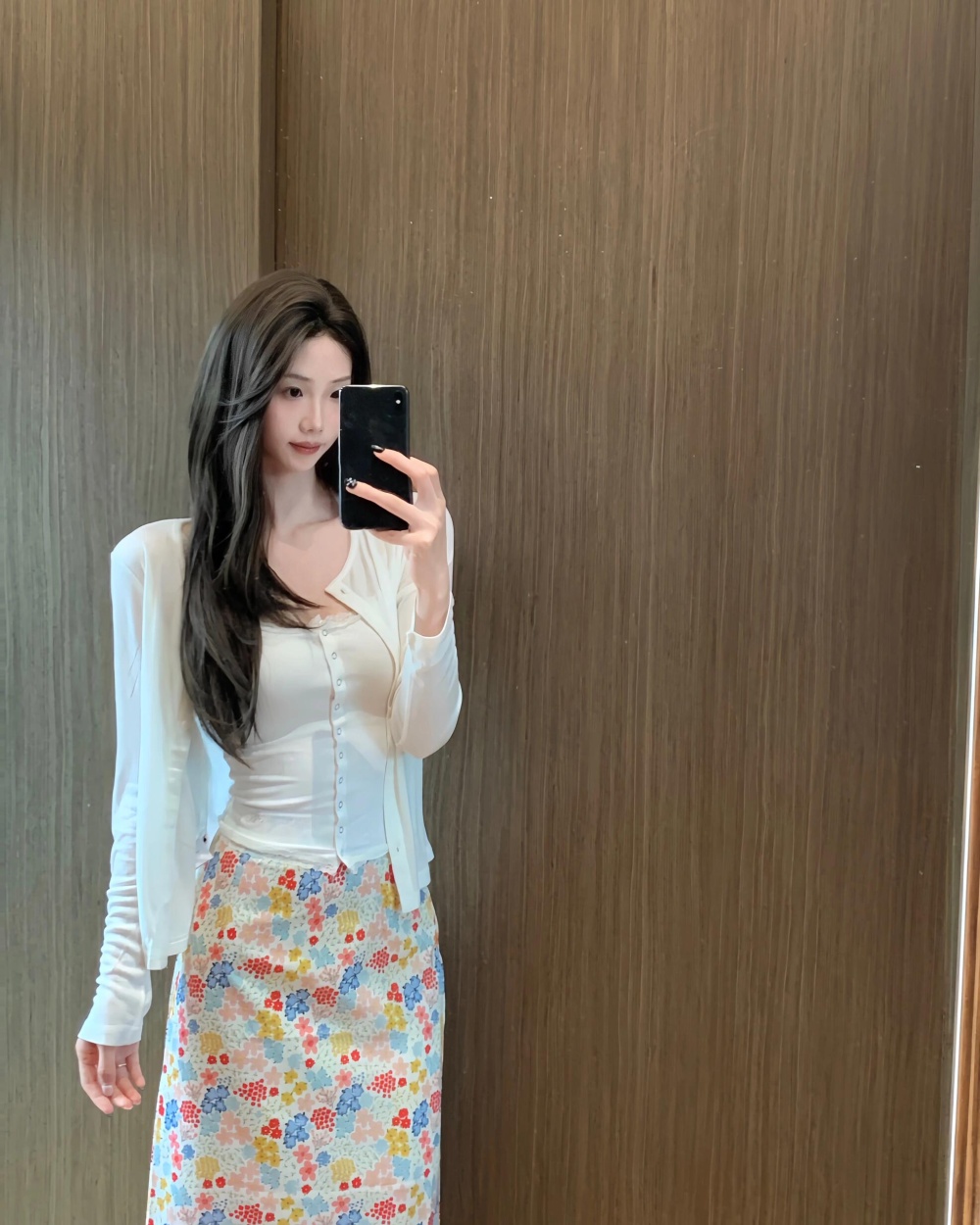 Long slim summer floral skirt