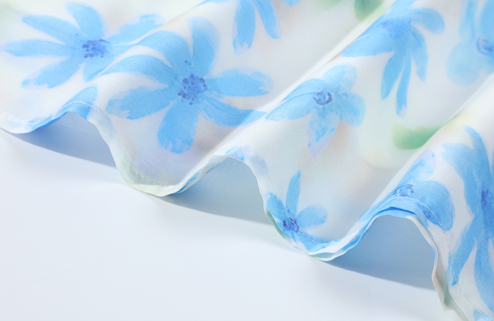 Korean style floral high waist A-line skirt for women