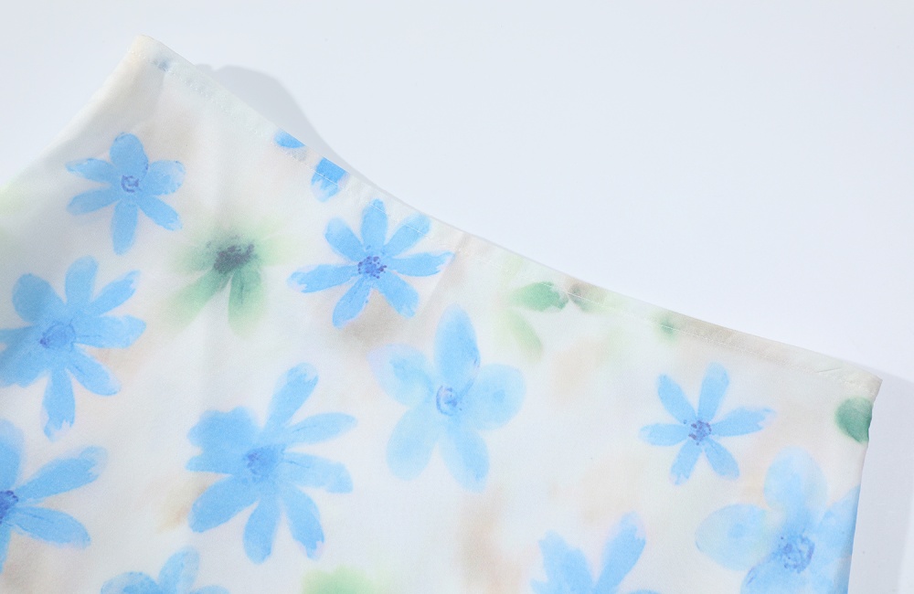 Korean style floral high waist A-line skirt for women