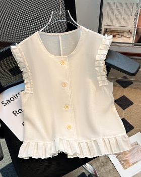 Single-breasted wood ear waistcoat summer sleeveless vest