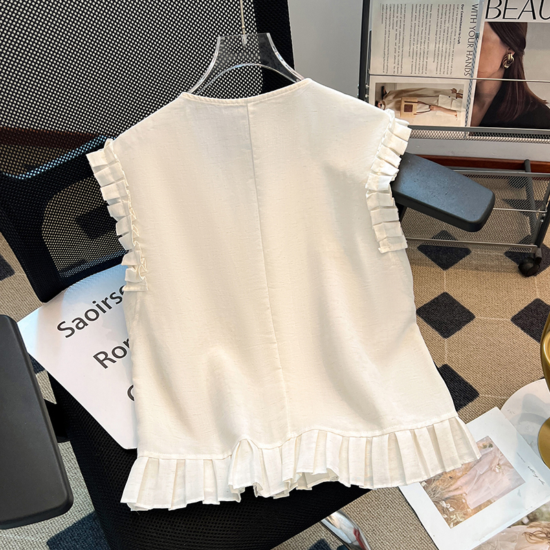 Single-breasted wood ear waistcoat summer sleeveless vest