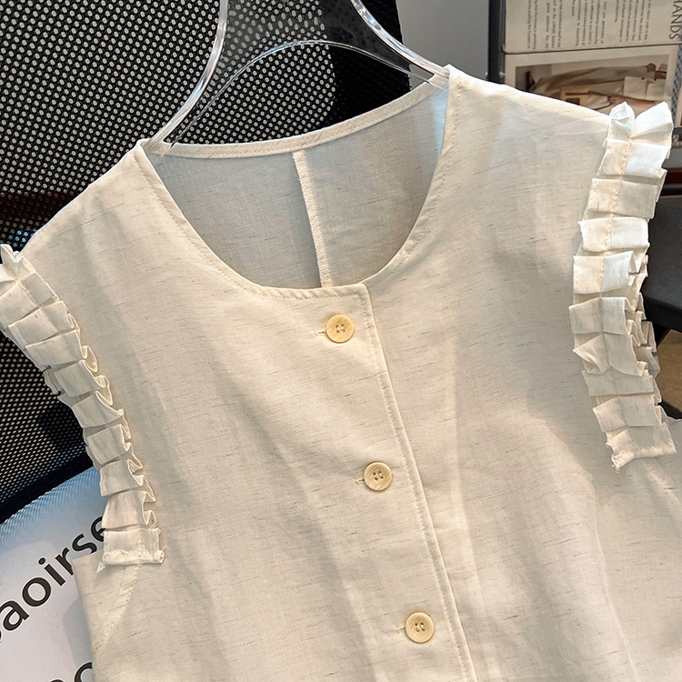 Single-breasted wood ear waistcoat summer sleeveless vest