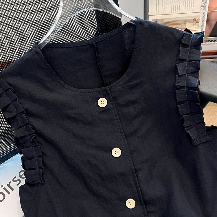 Single-breasted wood ear waistcoat summer sleeveless vest