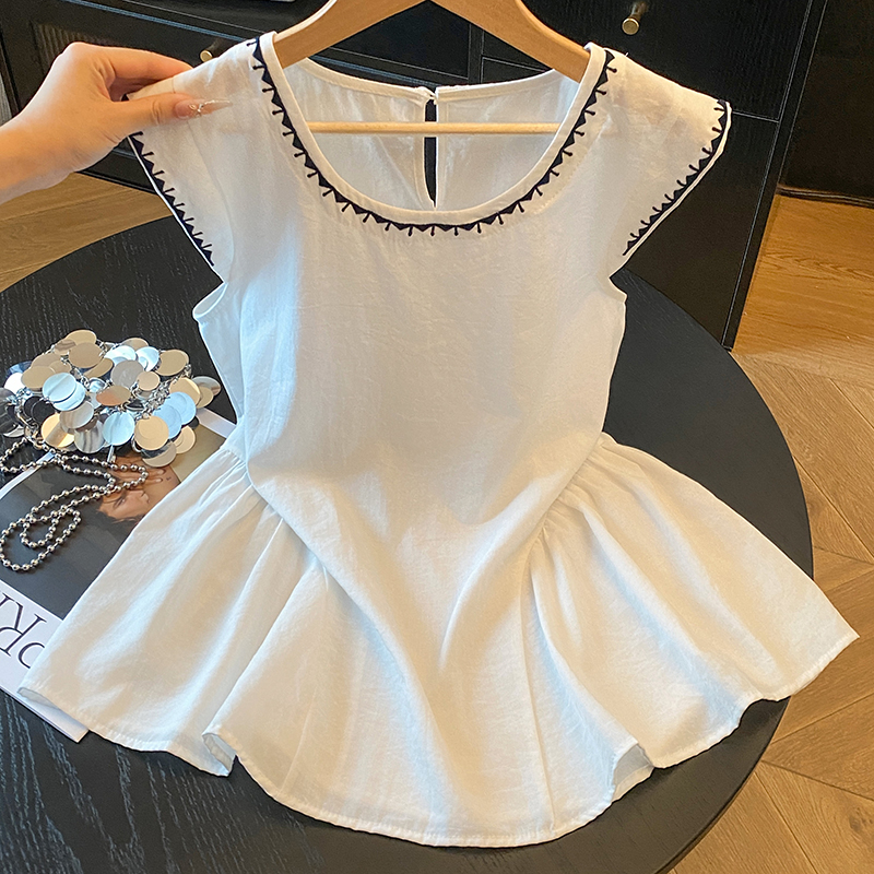 Splice lace shirt mixed colors summer tops for women