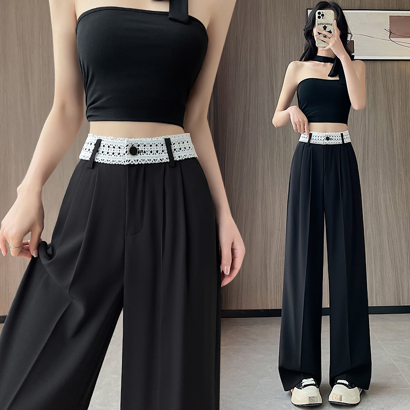 Slim lace pants splice sweet business suit for women