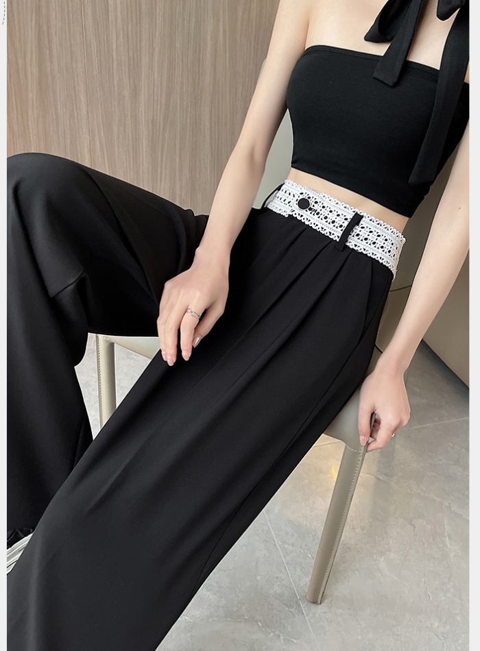 Slim lace pants splice sweet business suit for women
