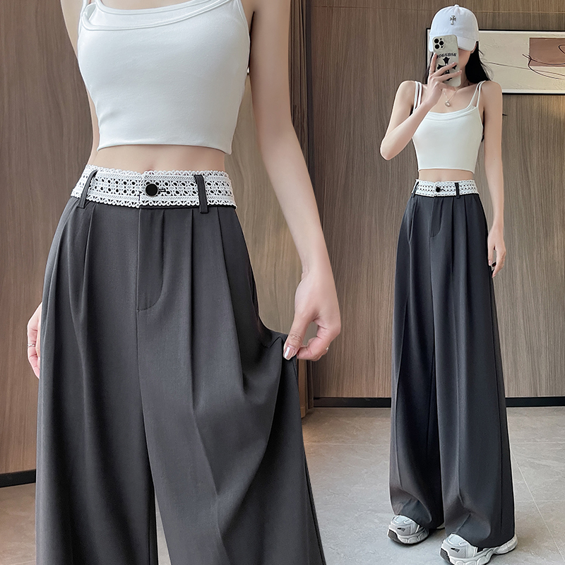 Slim lace pants splice sweet business suit for women