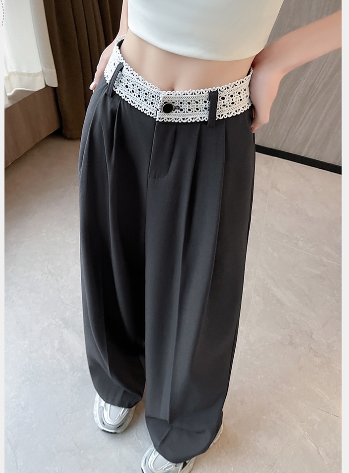 Slim lace pants splice sweet business suit for women